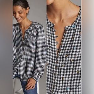 Excelled preowned checked Anthropologie blouse (pilcro).